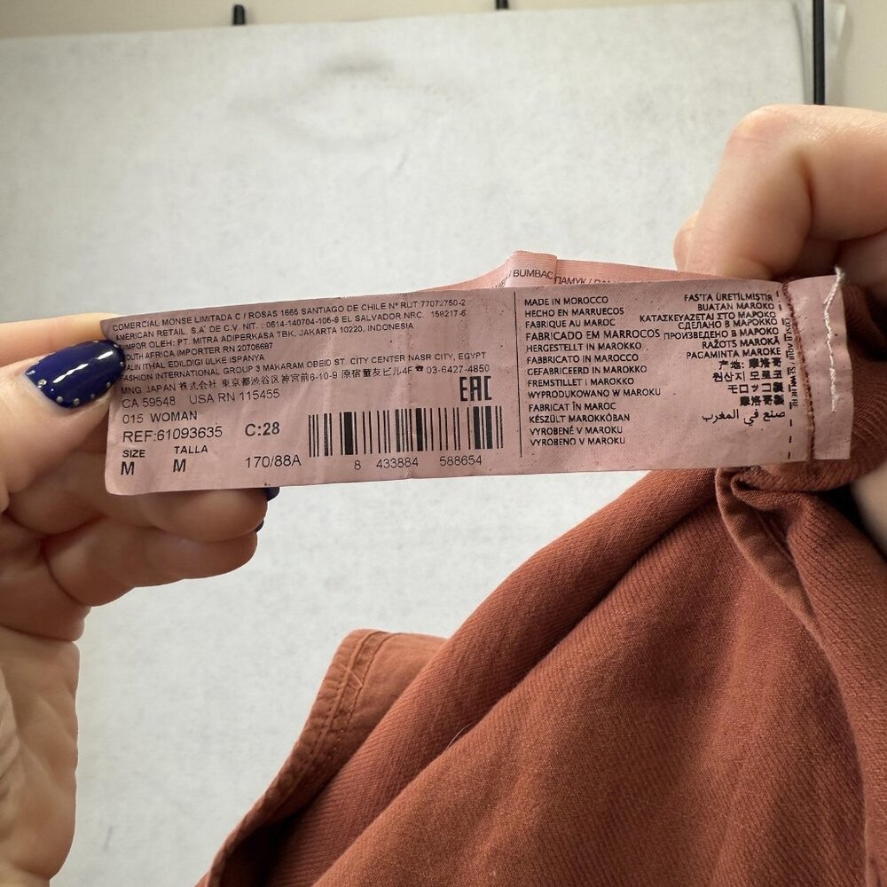 MNG Casual Coat Womens Small Rust Brown Long Trench 100% Cotton Duster - Picture 3 of 11